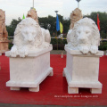 White marble big stone sleeping lion statue sculpture for garden decor